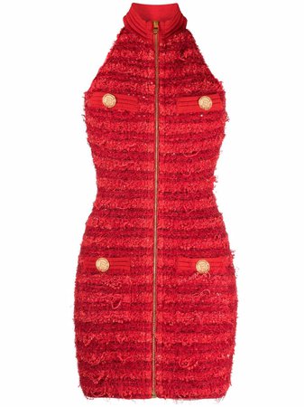 Balmain Sleeveless Tweed Mini Dress - Farfetch