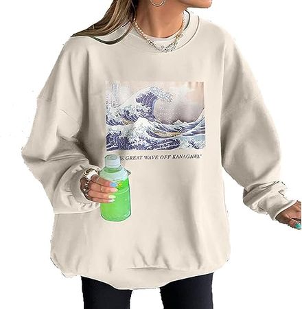 Women Loose Crewneck Pullover Sweatshirt 2021 Fashion Oversized Long Sleeve Letter Print Sweater Y2K Streetwear Top at Amazon Women’s Clothing store