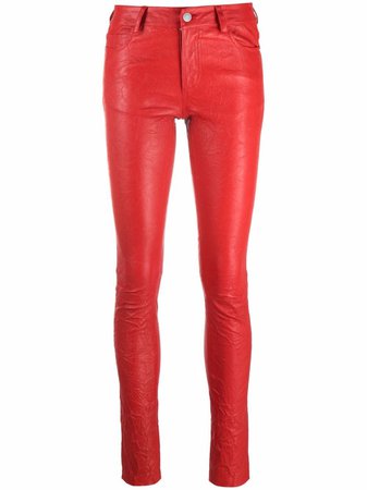 Zadig&Voltaire Skinny red Leather Trousers - Farfetch