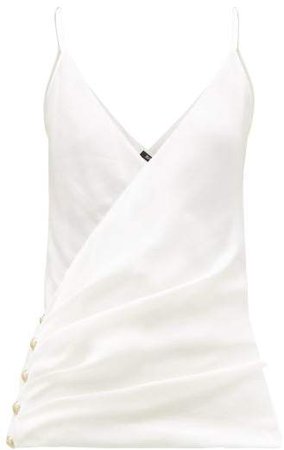 Wrap Effect Silk Camisole Top - Womens - Ivory