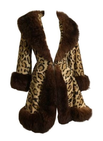 leopard brown faux fur coat Y2k