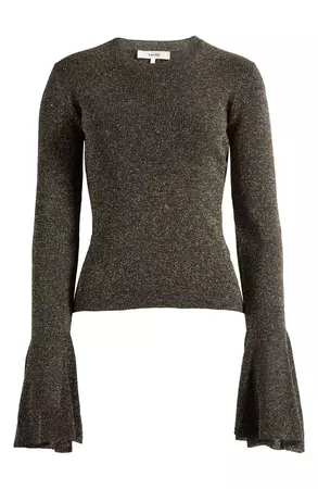 FRAME Metallic Ruffle Sleeve Sweater | Nordstrom