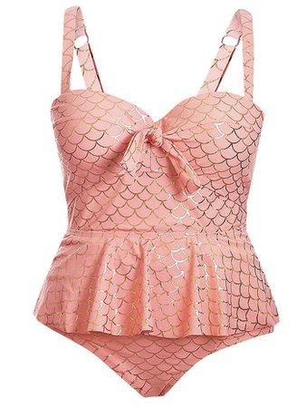 Dress Lily Plus Size Mermaid Cut Out Knotted Tankini Set