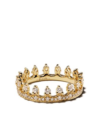 Annoushka 18kt Yellow Gold Crown Diamond Ring - Farfetch