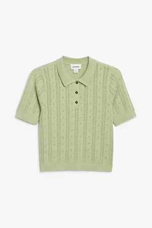 Polo knit top - Pistachio - Jumpers - Monki GB