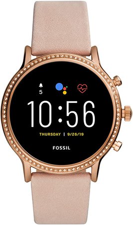 Fossil Gen 5 Julianna HR Heart Rate Stainless Steel and Leather Touchscreen Smartwatch, Color: Rose Gold, Blush (Model: FTW6054): Watches