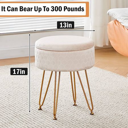 Amazon.com: Cpintltr Modern Velvet Foot Rest Stool Upholstered Round Storage Ottomans Multipurpose Dressing Stools Luxury Home Decor Ottoman Coffee Table Top Cover Footstool with Metal Legs for Couch Light Grey : Home & Kitchen