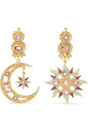 Percossi Papi | Gold-plated enamel, amethyst and pearl earrings | NET-A-PORTER.COM
