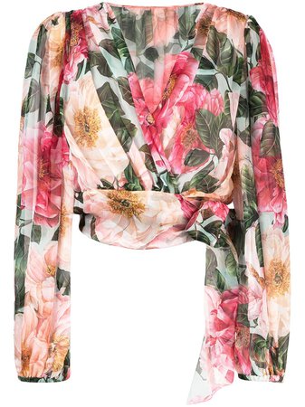 Dolce & Gabbana floral-print wrap-style blouse