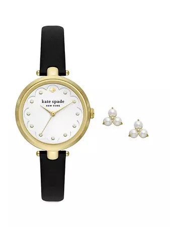Shop kate spade new york Goldtone & Crystal Watch & Earrings Set | Saks Fifth Avenue