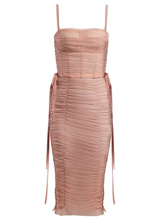 Laced ruched-tulle dress | Dolce & Gabbana |