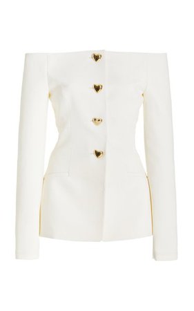 Off-The-Shoulder Virgin Wool-Blend Jacket By Carolina Herrera | Moda Operandi