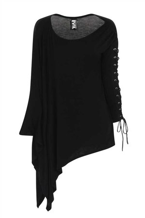 Nyx Cotton Asymmetrical Black Top By Necessary Evil | Ladies