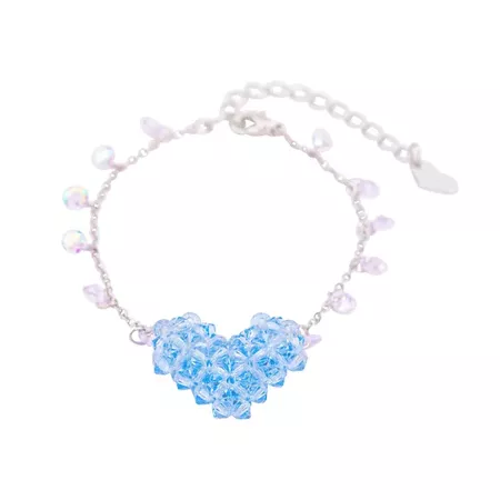 Single Heart Beads Bracelet (Sky Blue) : 선물하기