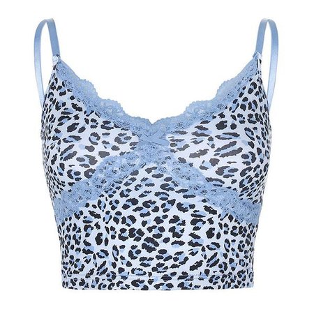 Blue Leopard Print Lace Trim Tank Top – MELLOW PICKS