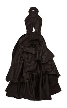 scar de la Renta - Black Cutout Silk-Taffeta Gown.