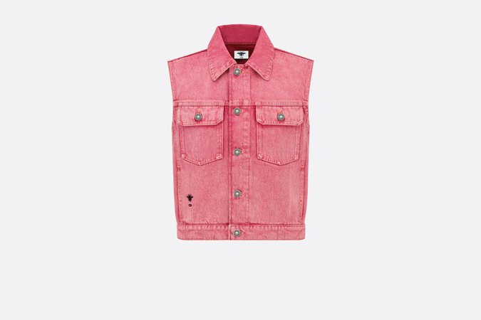 Sleeveless Jacket Pink Cotton Denim | DIOR