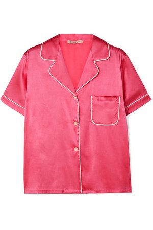 Morgan Lane | Katelyn piped silk-blend charmeuse pajama shirt | NET-A-PORTER.COM