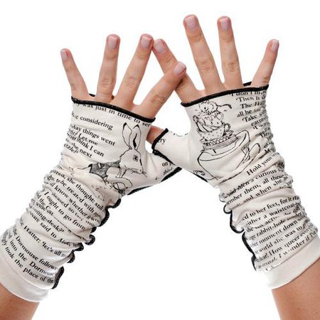 Alice in Wonderland Writing Gloves | Fingerless Cotton Gloves