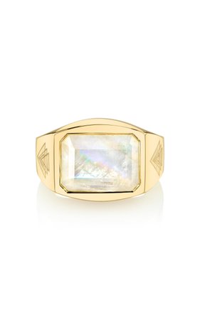 Rainbow Moonstone Creation 18K Gold Moonstone Ring by ARK | Moda Operandi