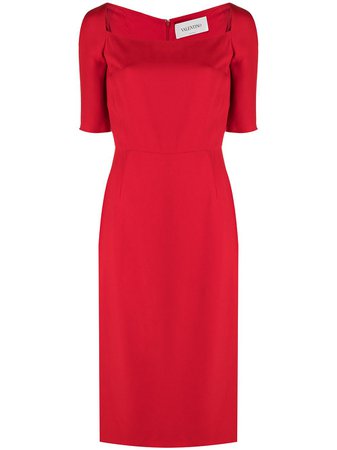 Shop red Valentino square-neck midi dress with Express Delivery - Farfetch