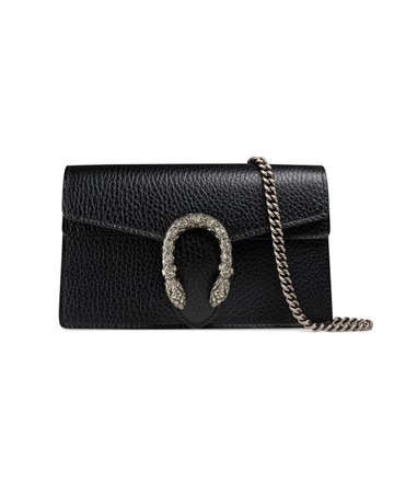 Gucci Dionysus Leather Super Mini Bag in Black