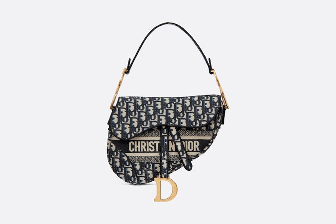 Saddle Bag Blue Dior Oblique Embroidery - Bags - Women's Fashion | DIOR