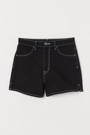 Denim Shorts High Waist - Black denim - | H&M US