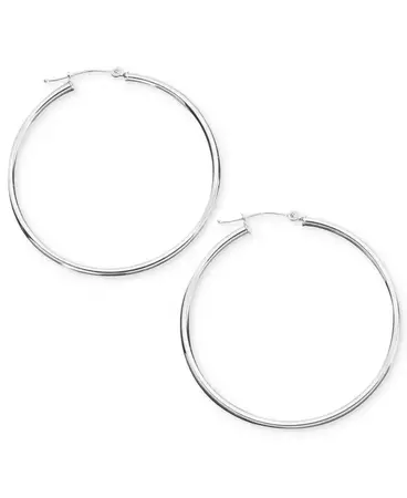 Macy's 14k White Gold Hoop Earrings - Macy's