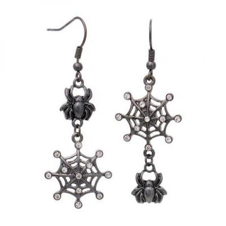 Halloween Spiderweb Earrings - Silver/Black – BB Store