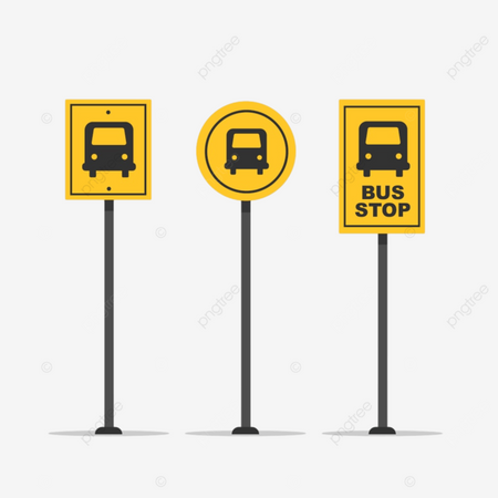 Bus Stop Sign Vector Hd Images, Set Of Bus Stop Signs Isolated On White Background, Metal, Windows, School PNG Image For Free Download