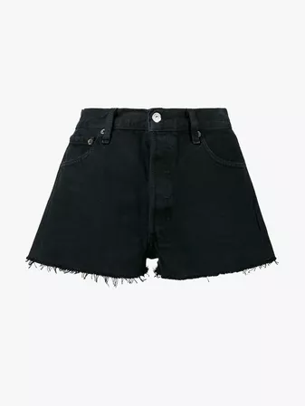 Re/Done Black Denim Cut Off Shorts