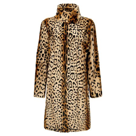Verheyen London High Collar Leopard Print Coat Natural Goat Hair Fur Size uk 14 For Sale at 1stDibs