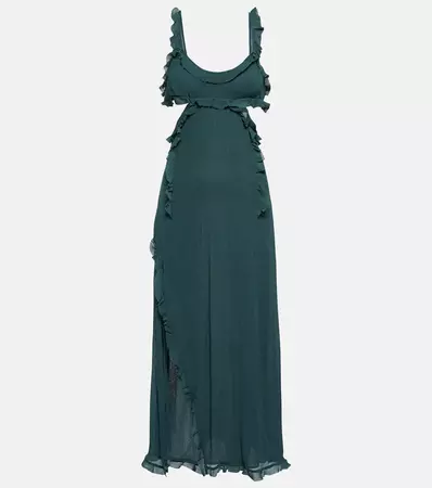 Crepe Cutout Midi Dress in Blue - Acne Studios | Mytheresa