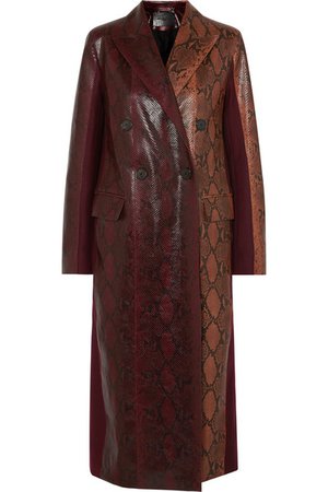 Givenchy | Manteau à double boutonnage en cuir effet python et en serge de laine | NET-A-PORTER.COM