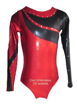 Red & black mystique gymnastics leotard