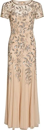 Adrianna Papell Women's Floral Beaded Godet Gown at Amazon Women’s Clothing store