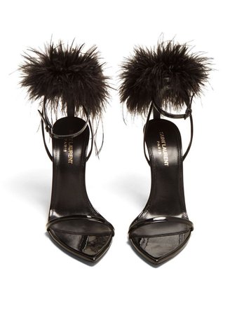 saint laurent mansour feather-embellished sandals
