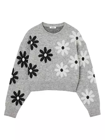 Shop Sandro Floral Knit Sweater | Saks Fifth Avenue
