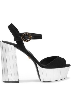 Dolce & Gabbana | Crystal-embellished canvas platform sandals | NET-A-PORTER.COM