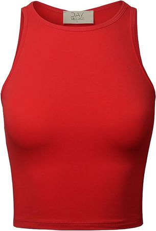 DAY VILLAGE Women's Halter Neck Sleeveless Crop Tank Top at Amazon Women’s Clothing store