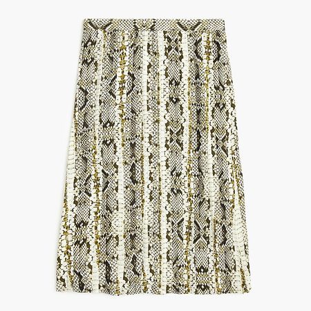 J.Crew: Pleated Midi Skirt In Snakeskin Print