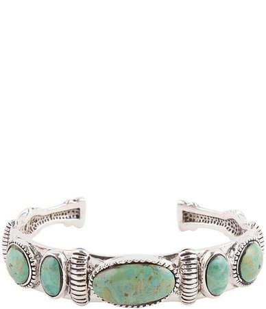Barse Sterling Silver and Genuine Turquoise Multi Stone Cuff Bracelet