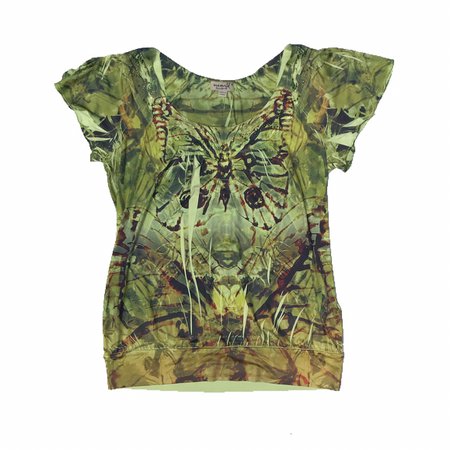 green sublimation cyber butterfly top