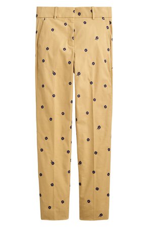 J.Crew Cameron Paint Embroidered Satin Chinos | Nordstrom