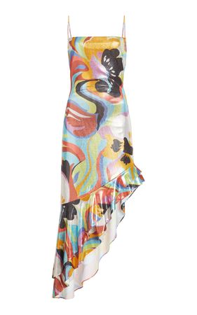 Ruffled Hem Satin Midi Dress By Etro | Moda Operandi