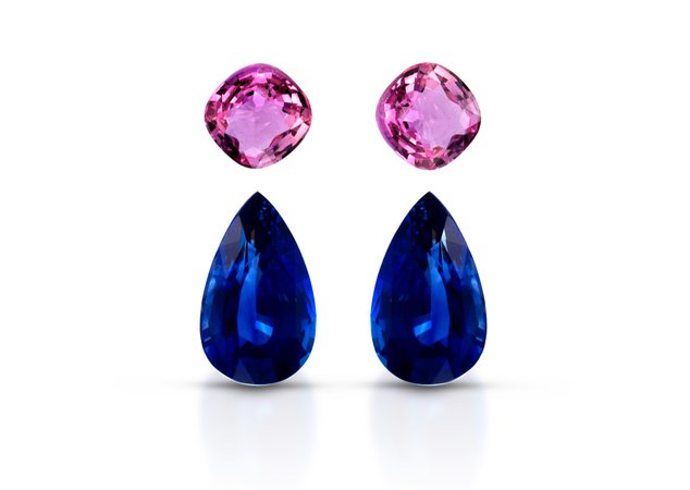 Pink and Blue Sapphire Earrings by Claudia Hamann