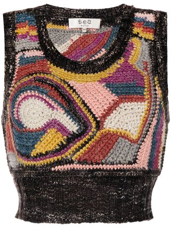 Sea abstract-crochet Sleeveless Top - Farfetch