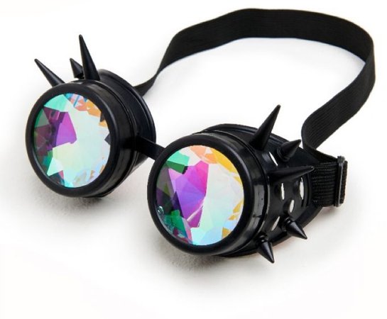 Black spike kaleidoscope goggles