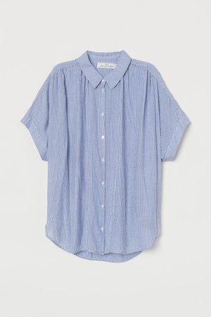 Blouse with dolman sleeves - Blue/White striped - Ladies | H&M GB